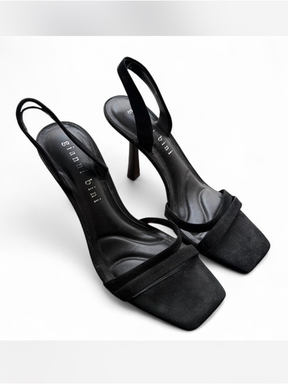 Gianni Bini Black Square-Toe Slingback Heels
